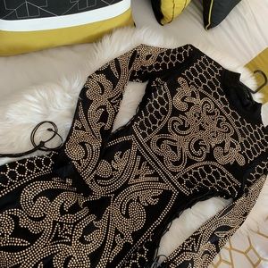 Rhinestone cut out dress